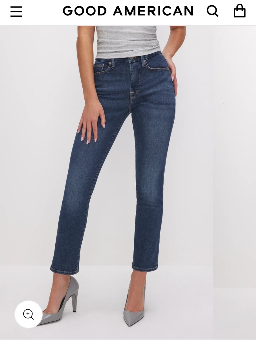 Good American Good Legs Blue Straight Leg Jeans Sz 25/0 Stretch